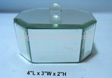 fair polygonal mirror glass jewelry box for gift set