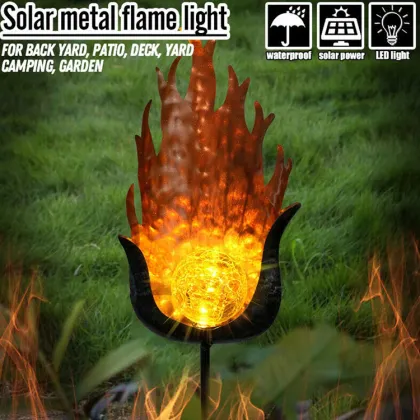 Garden Solar Lights: Crystal Glass Globe and Metal Moon Stake for Outdoor Yard Decor