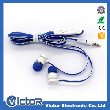 wholesale for Iphone cheap headphone colorful flat cable earphone with Mic and Volume control earbuds