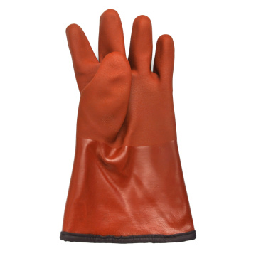 Brown PVC Coated gloves cashmere feecy linning