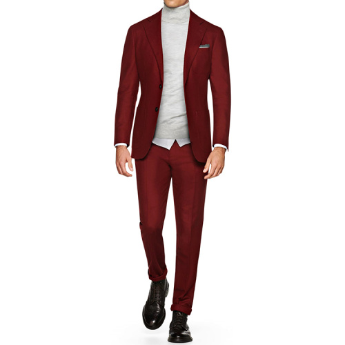 Elegant Slim Fit Bespoke Wool Brown Business Suits