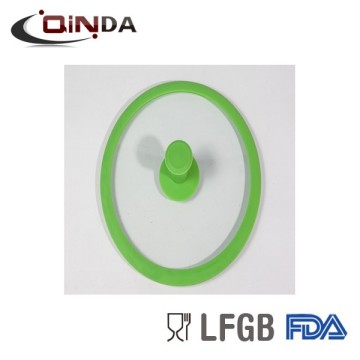 LFGB approved colorful silicone glass lid with knob