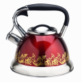 Red and Flower stovetop tea kettle whistling