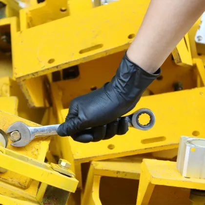 Nitrile Gloves Black Garage Mechanic Diamond Nitrile Gloves