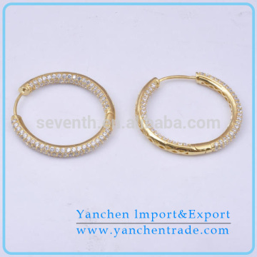 18K Gold Plated Hoop Earring Top Designs with Micro Pave Setting CZ Diamond