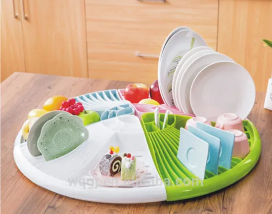 Large Size Triangle Shaped Tableware Draining Bowls and Dishes Storage Shelf Plastic Corner Shelf Storage Rack