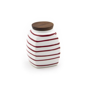 Ceramic Food Storage Jar with Bamboo Lid - Handmade Porcelain Tea & Coffee Container