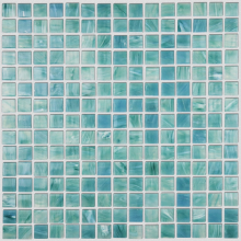 Teal Watercolor Glass Mosaic Tile