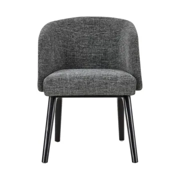 Cloth upholstered restaurant grey dining chair with arms