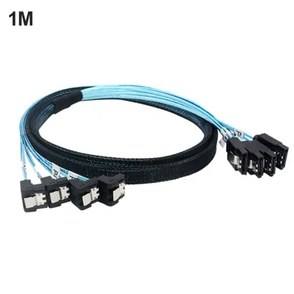 90 Degrees SATA 3.0 Mini SAS Cable 6Gbps 4 SATA to 4 SATA 7 Pin SSD Data Cable