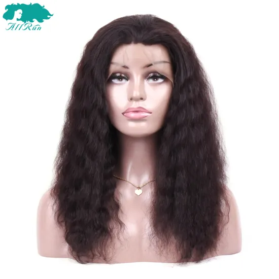 Allrun Factory Wholesale Good Price 360 Lace Front, Deep Wave Real Indian Hair Wig