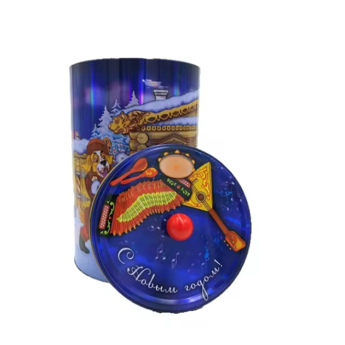 DADI Christmas Candy Tin Can Cylindrical Gift Box