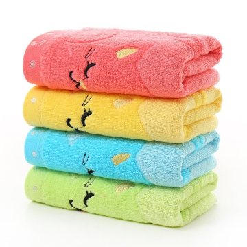 Cute Cat Bamboo Fiber Absorbent Drying Face Towel for Babies