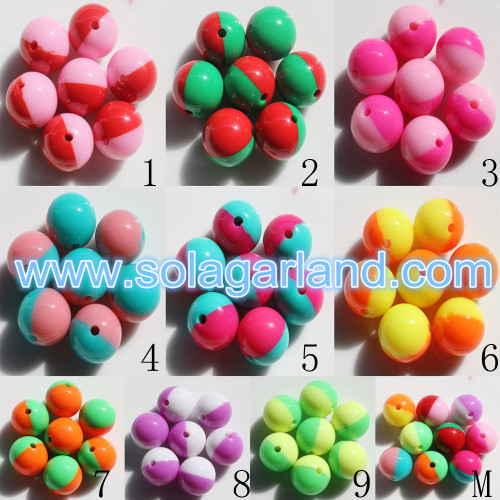 12/18/20/22/24/28 MM Acrylic Round Spacer Two Tone Beads