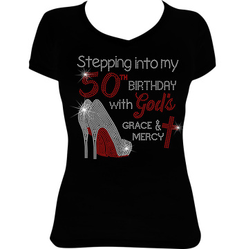 Custom Birthday High Heel Rhinestone Transfer for T-shirt