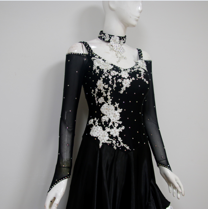 Ladies Black Ballroom Dance Costumes