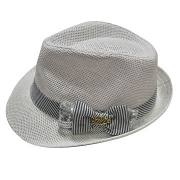 Paper Straw Hat with Bow Hatband
