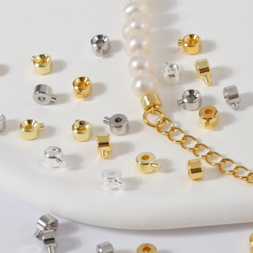 18K Gold plattierte Messing -Runde Crimp -Perlen und Endverschluss für DIY -Schmuckherstellung