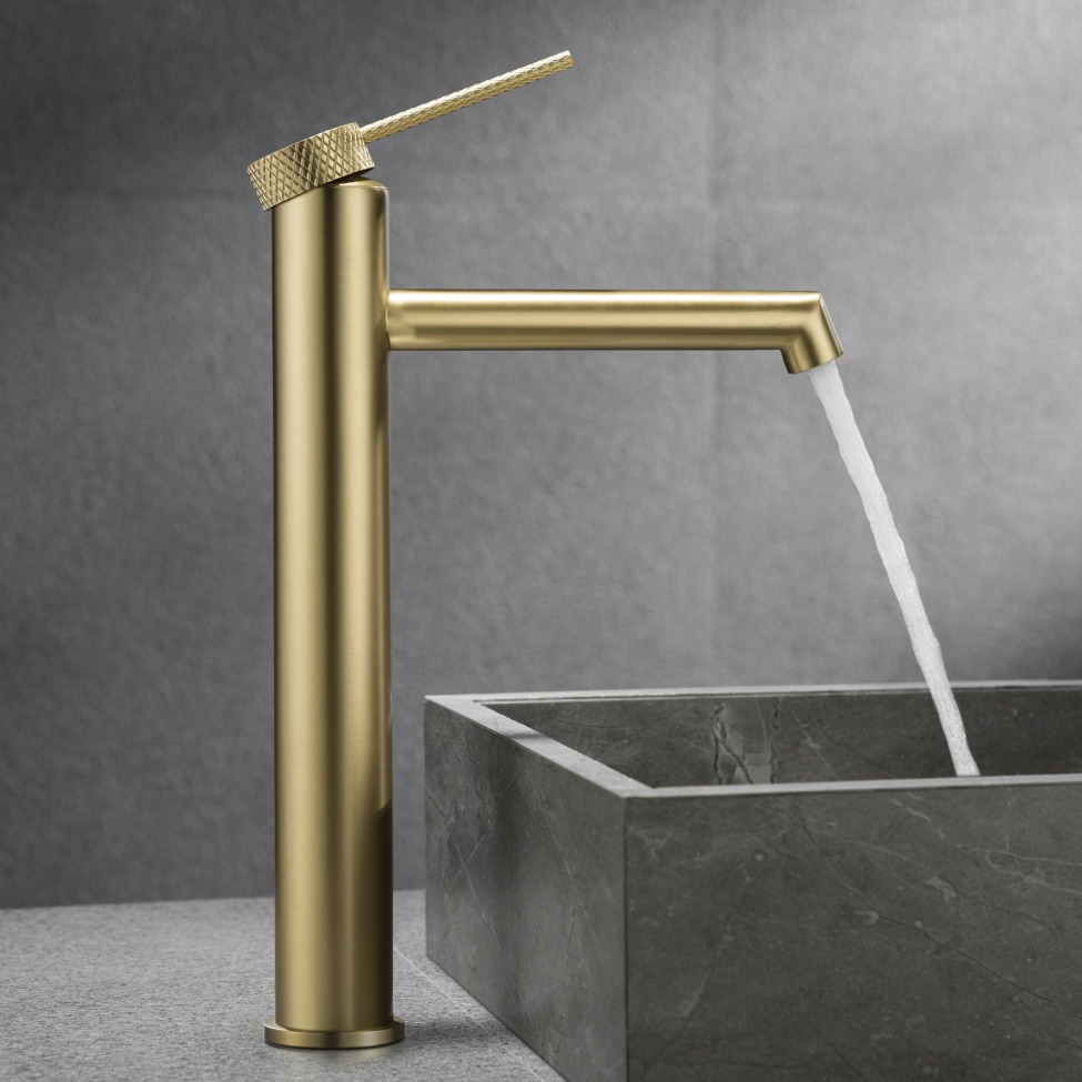 Luxury high quality tall brass basin mixer tap long bathroom sink faucet gold