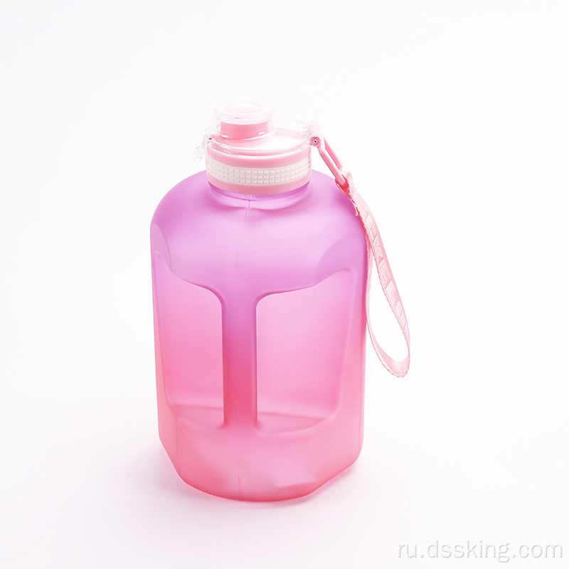 Новый мотивационный BPA Бесплатный спортивный пластиковый питье 2 -литровый бутылка с водой 2 л с соломинкой временного маркера