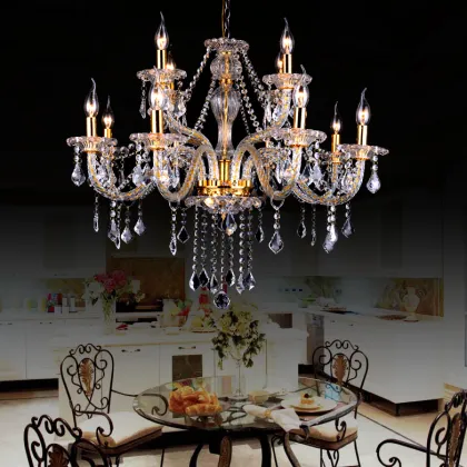 European American Crystal LED Chandelier Pendant Lamp