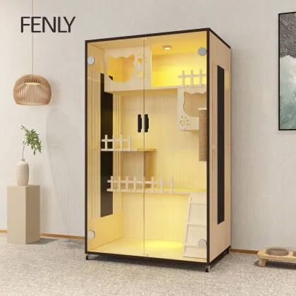 Luxury Solid Wood Cat Cage Villa - Large Space Pet House Furniture