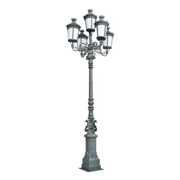 Vintage Waterproof Outdoor Antique Aluminum High Post Garden Light with Three Heads