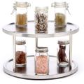 Mesa de comedor Lazy Susan de acero de 2 niveles