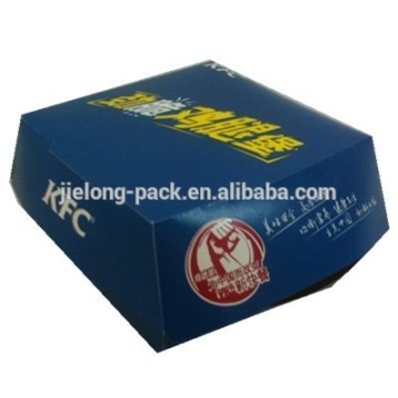 printed foldable paper hamburger box, folding burger box, clam shell box