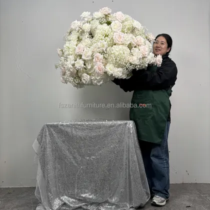 Ivory Blush Pink Artificial Flower Ball Centerpiece
