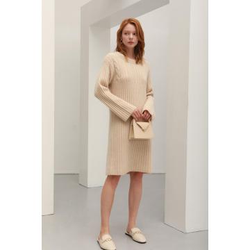 Autumn stretch knee-thick cashmere dress