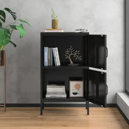 Metal Iron Household Storage Cabinet: 2 Door Side Cabinet & Cupboard