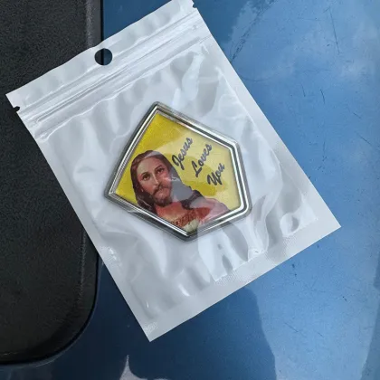 3D Aluminium Jesus Loves You Car Emblem Badge