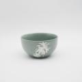Juego de vajillas de cerámica de porcelana de impresión de almohadilla verde
