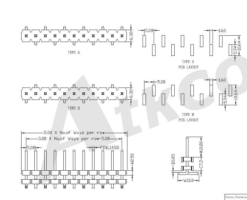 En-tête de broche de 5,08 mm à double ligne double plastique smttype