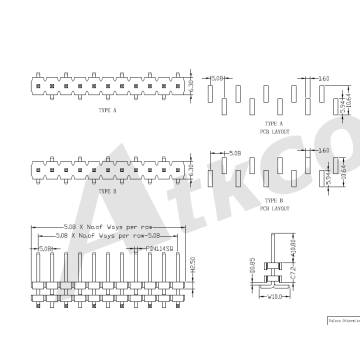 5.08mm κεφαλίδα ακροδέκτη μονής σειράς διπλό πλαστικό smttype