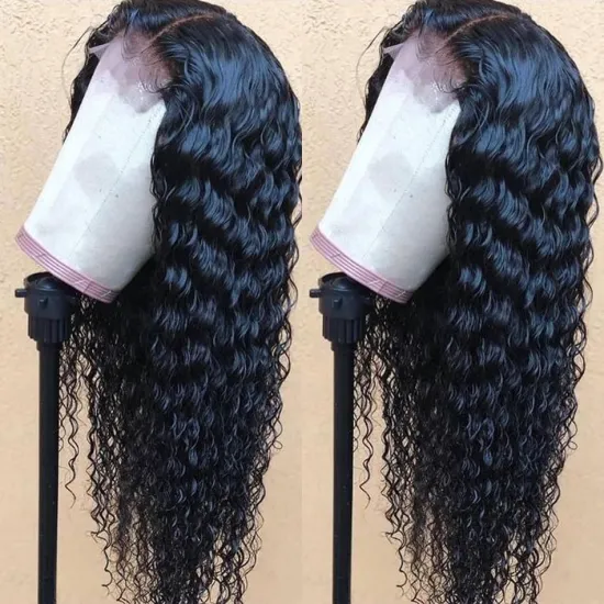 Wholesale price Deep wavy front lace wig real human hair 150% density 13X4 Brazilian real hair deep wavy front lace wig