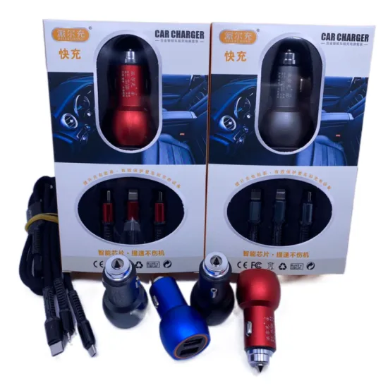 3-in-1 Car Charger with Dual USB Ports - 3.1A Fast Charging Cable
