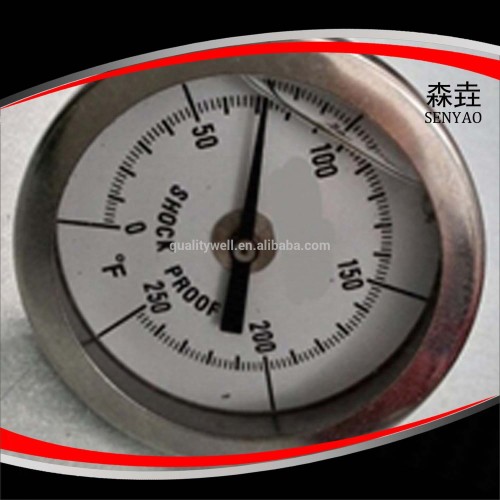 glycerinum or silicone oil filled bimetal thermometer