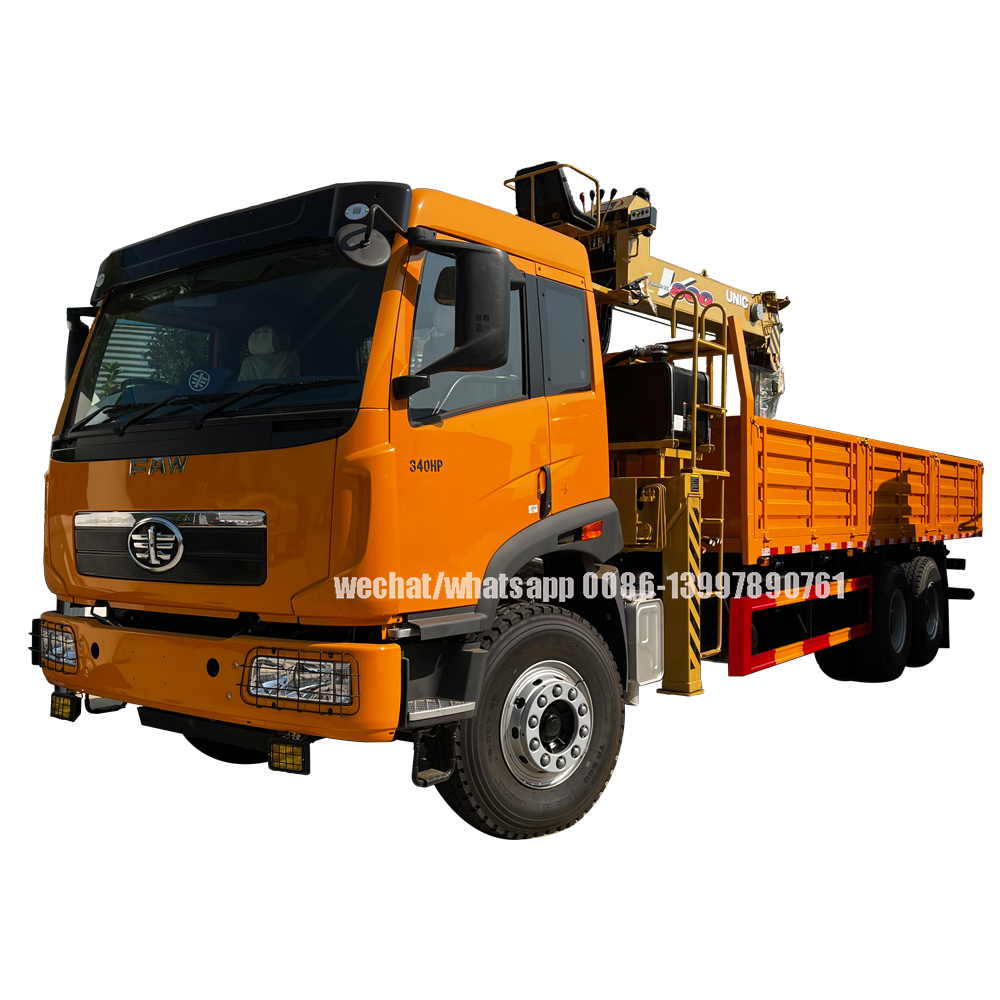 FAW 6x4 340HP شاحنة مثبتة UNIC URV1200 CRANE