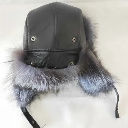 Winter Hat Fur Hat Russian Men Hunting Hat Real Silver Fox Fur Hats