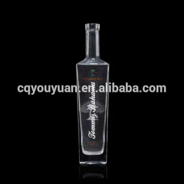 750ml 375ml printed flat rum glass bottle with decal