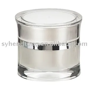 Empty acrylic white cosmetic jar with lid