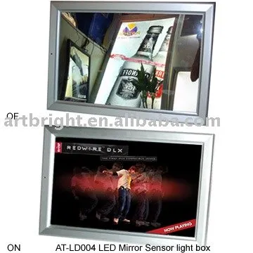 Led Advertising magic mirror light box with sensor