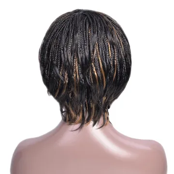 Short Braided Dreadlock Wigs Wholesale Straight Glueless Cheap Afro Short Pixie Cut Braided Synthetic Hair Wigs For Black Women