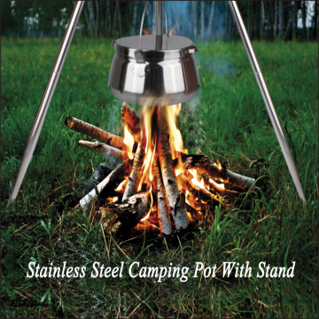 Panci berkemah stainless steel dengan dudukan 7QT