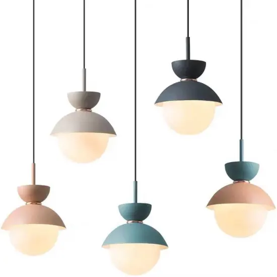 Colorful Creative Macarons Glass Pendant Lamps for Bedside