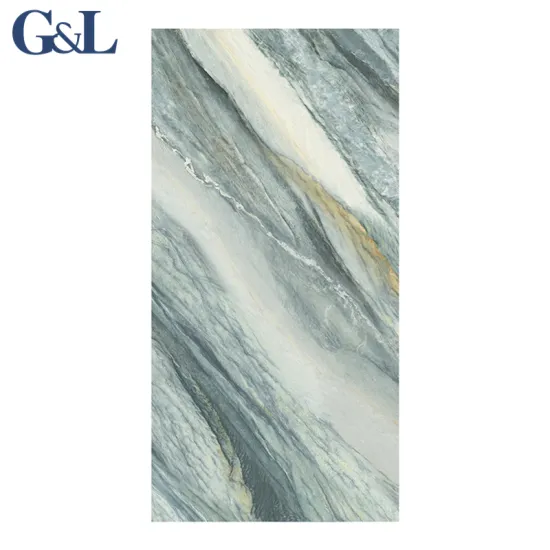 Glossy Light Green Porcelain Floor Tiles 750x1500mm Full Polished