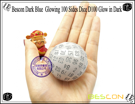 Bescon Dark Blue Glowing 100 Sides Dice D100 Glow in Dark-6