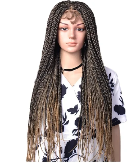 Wholesale Handmade Braiding Wig Brazilian kinky Twist Afro Braided Synthetic Lace Front Wigs With Baby Hair For Black Women
